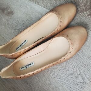 Karl Lagerfeld Women's Gold Ballet Flats